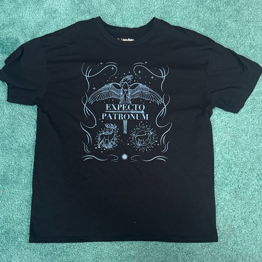 Black Graphic Tee with Mystical Design
